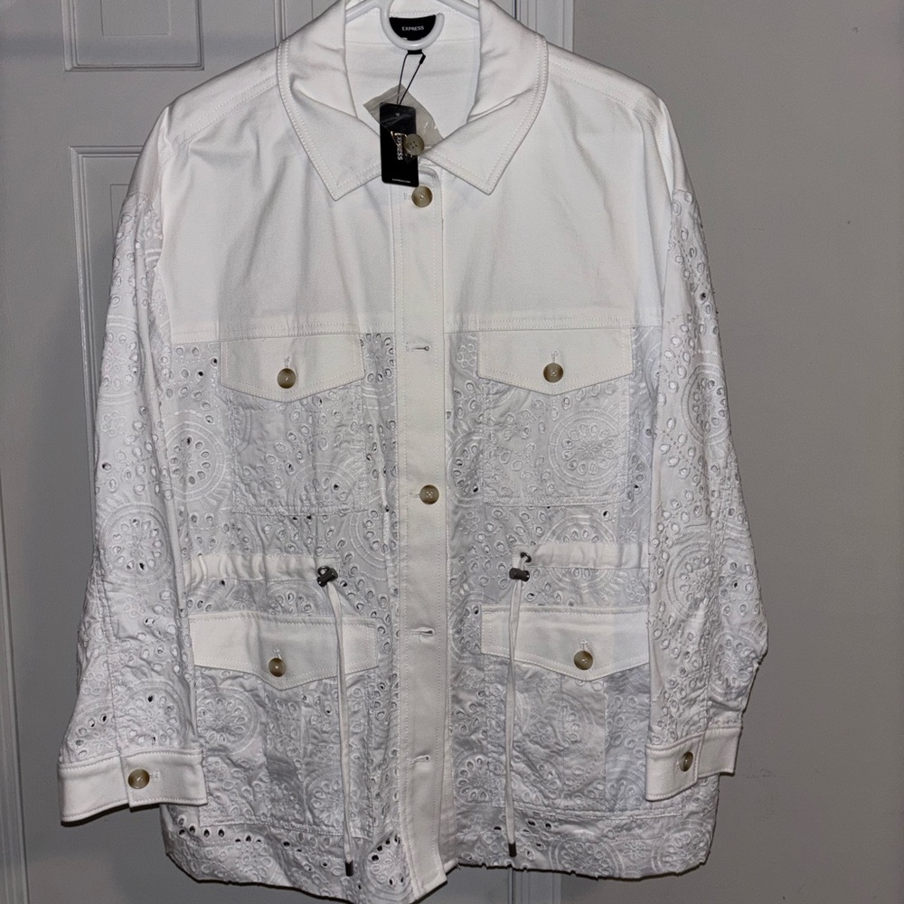 Express White Jacket with Gold Buttons